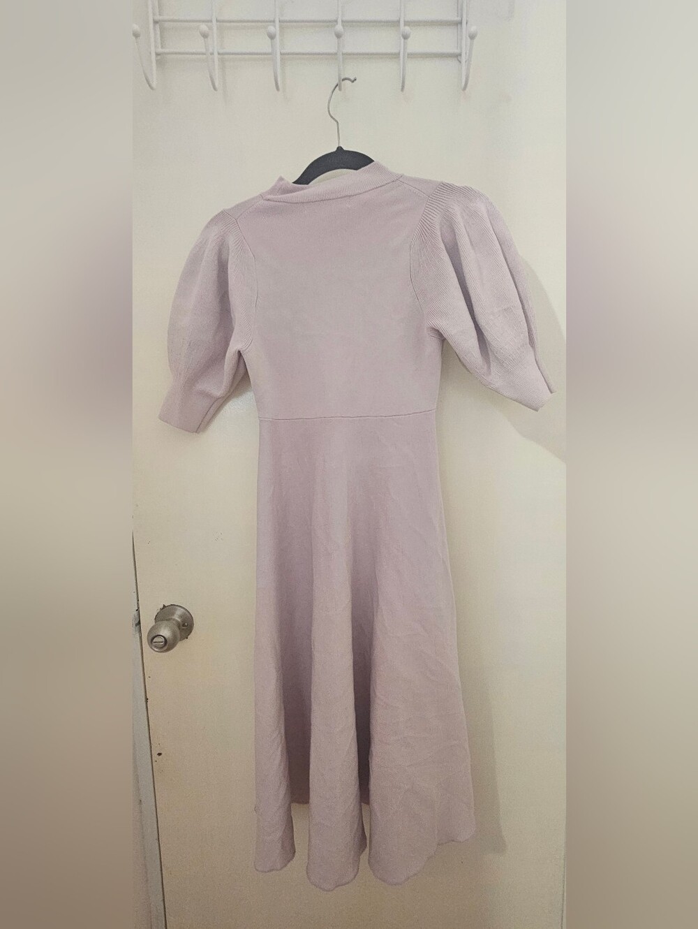 Mercuryduo japan puff short sleeve light purple mock neck dress one piece - Picture 3 of 5